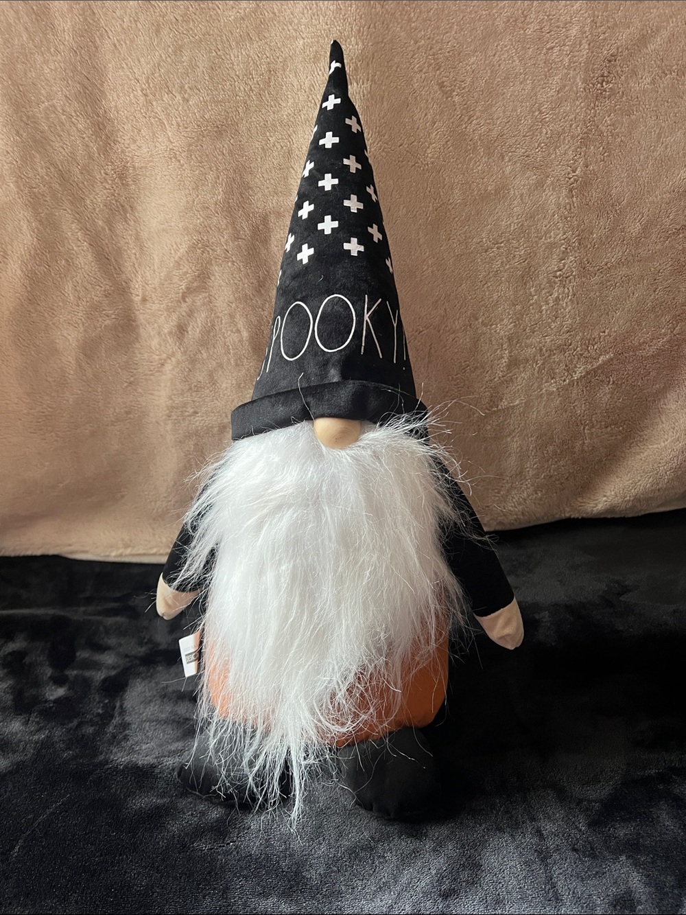 Rae Dunn Black & White 'Spooky' Halloween Gnome Hat Plush